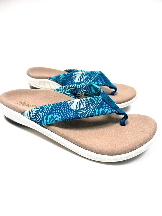 Spenco Shoes - Spenco Victoria Memory Foam Tropical Blue Palm Print Orthotic Support Size 8